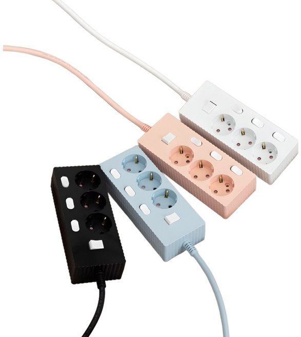 쿠폰19% 파워존 웨이브 멀티탭 개별 절전 과부하차단 3구 멀티콘센트, 1.5m, 개별 3구 파스텔핑크, 1개