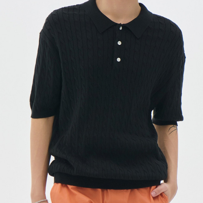 트래드클럽 남자 케이블 카라 반팔 니트 (9컬러 M~5XL)