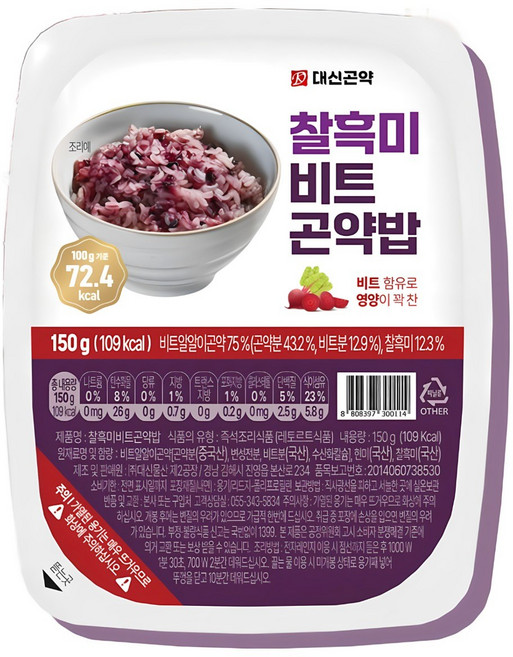 대신곤약 찰흑미비트곤약밥 109kcal, 20개, 150g