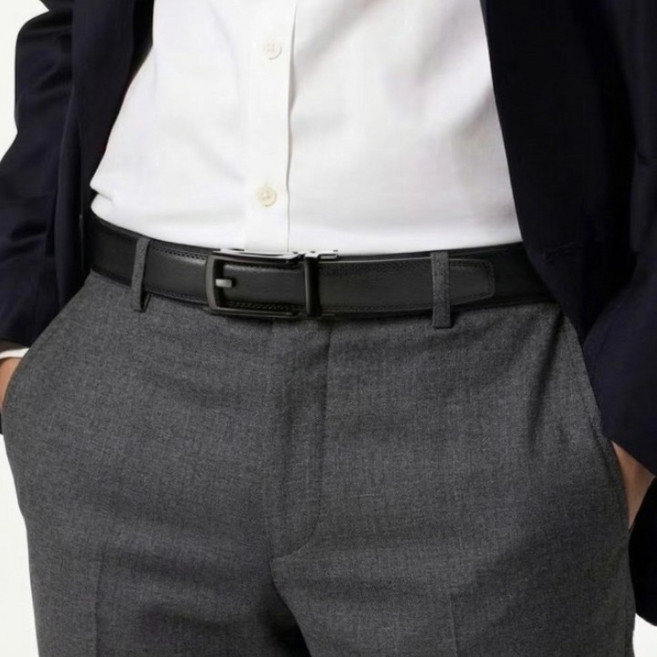 피지오픽 허리가 편한 자동 미세조절 소가죽 남성 정장 케주얼 벨트