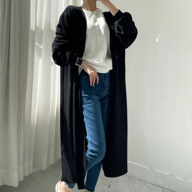 러브포텐 여성 봄가을 맥시 롱가디건 Y 오픈형 빅사이즈 카디건 긴팔 롱 가디건 간절기