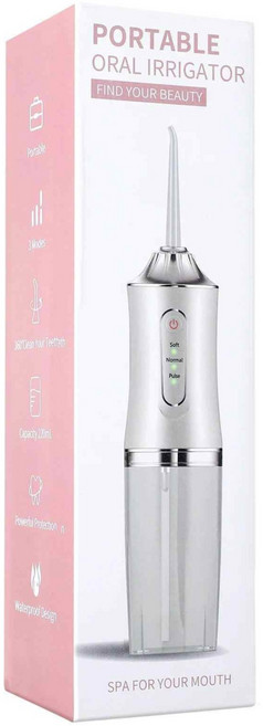 무선 전동 구강 세정기 휴대용 무선 구강 세정기 3가지 모드와 4개 노즐 가정용 구강 관리 강력 치실 여행 출장 명절 선물 구강 세정기 구강 위생, 1, 흰색