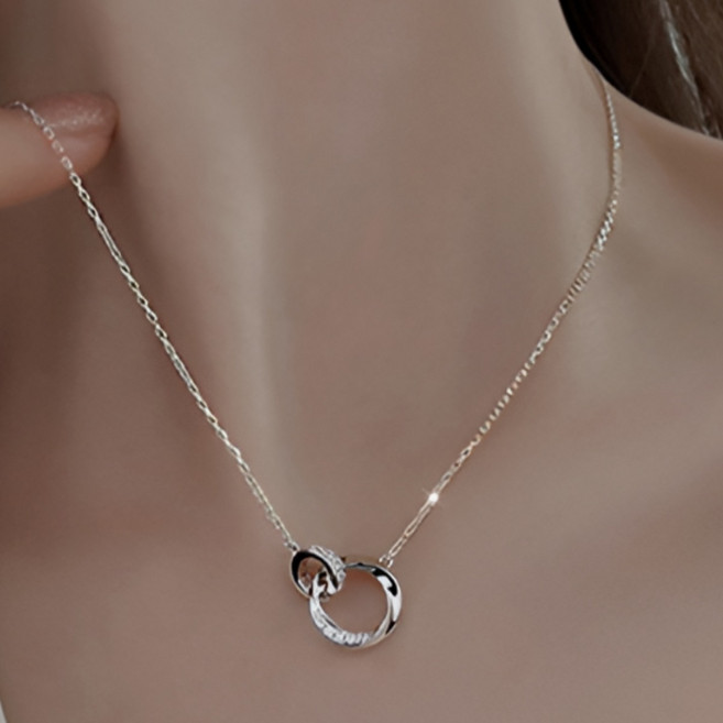 고급스러운 큐빅 크로스링 목걸이 팔찌 세트