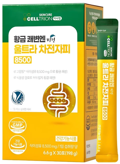 셀트리온 이너랩 황금 쾌변엔 비건 울트라 차전자피 8500, 198g, 1개 - 쿠팡