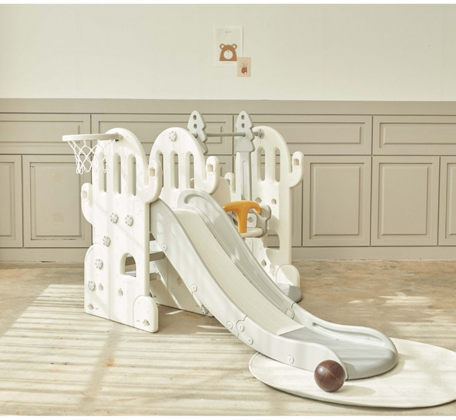 베네베네 쁘띠 선인장 유아 아기 미끄럼틀 그네 세트, 화이트, 1개