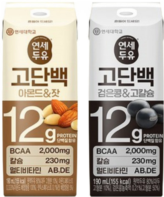 연세두유 고단백 아몬드잣 32팩 + 고단백 검은콩고칼슘 32팩 (총64팩), 64개, 190ml