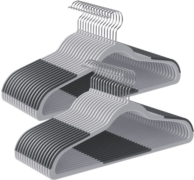 SONGMICS 어깨 뿔 방지 논슬립 플라스틱 회전형 옷걸이, 그레이, 50개