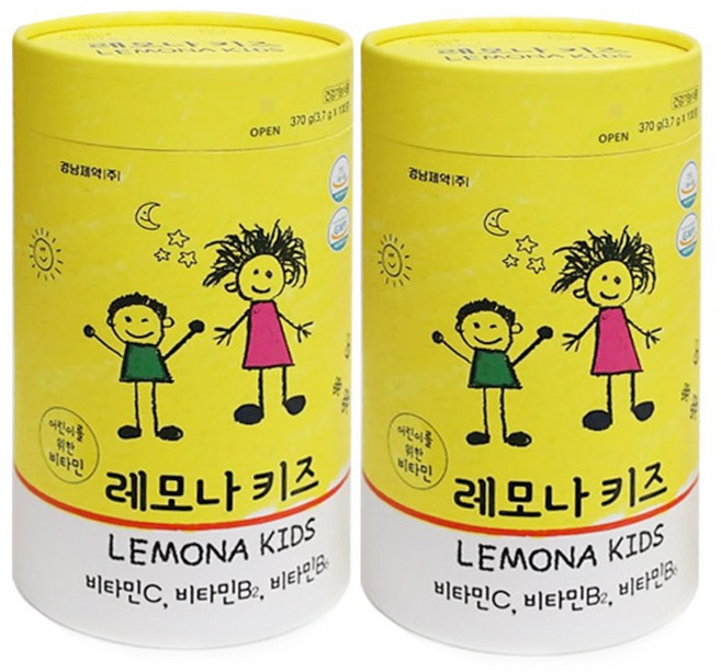 경남제약 레모나키즈 어린이 유아 비타민C 츄어블 성장 영양제, 100정, 2개