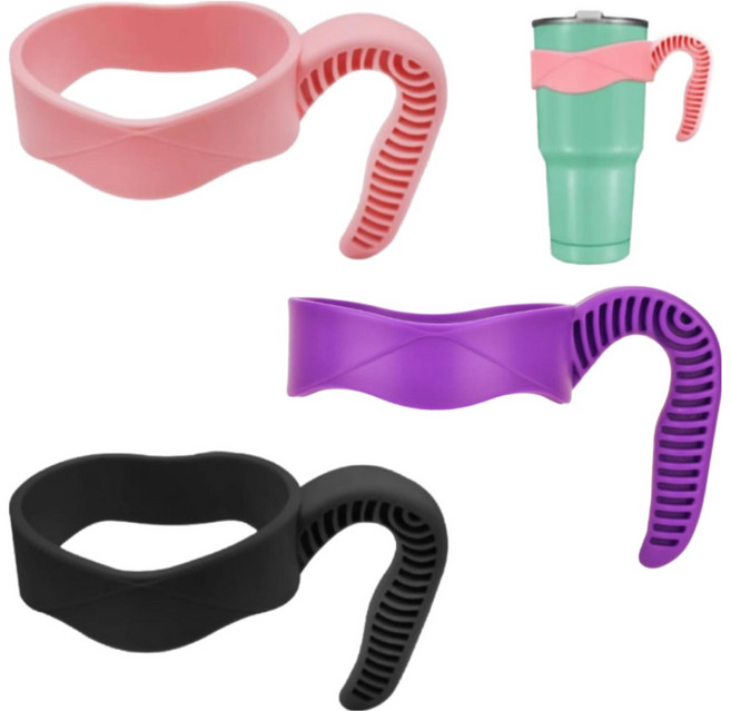 1+1 헬스와미 3종 색상 편리한 핸들 컵홀더 텀블러 손잡이, 1세트, 핑크대형