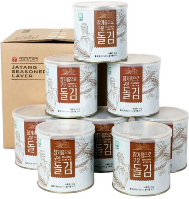 자양돌김 참기름으로 구운 곱창 캔돌김, 8개, 30g