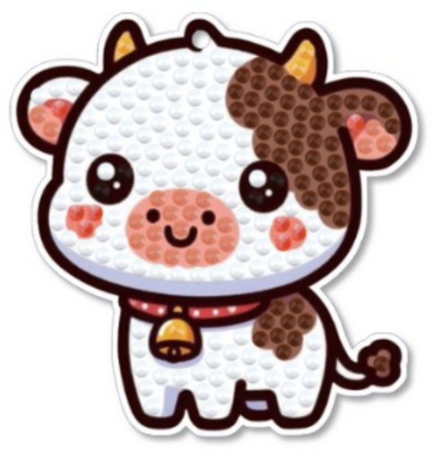 [듀얼라이프] 귀여운 12간지 동물 키링 만들기 보석십자수 큐빅 비즈 어린이 놀이, 1개, 소 키링