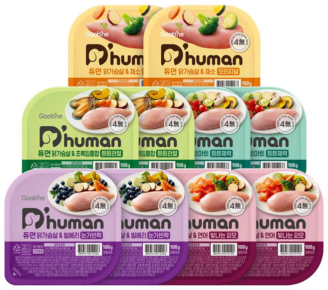 듀먼 전연령 강아지 닭가슴살 화식 냉동 간식 5종 세트, 채소, 빌베리, 토마토, 초록입홍합, 연어, 50g, 10개