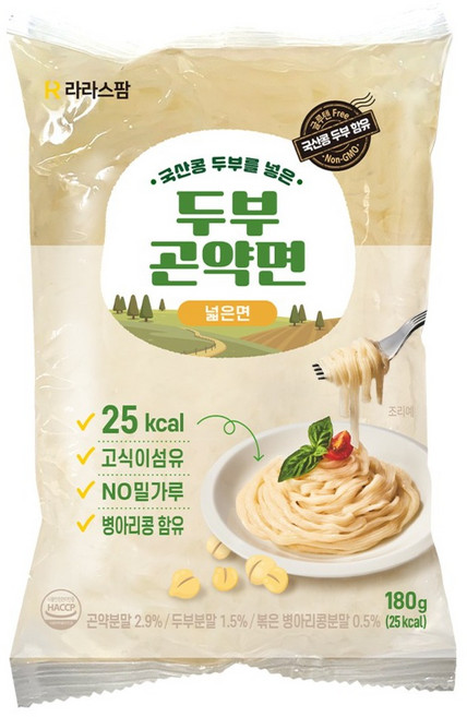 라라스팜 두부곤약면 넓은면 180g 국산콩 두부 병아리콩 함유 곤약면 곤약 누들, 10개