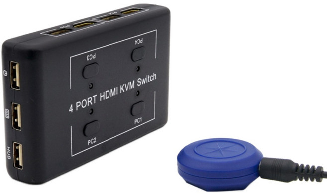 KVM스위치 4K HDMI USB 4포트 컴퓨터 본체4대 사용전환제어 모니터 PC공유기 선택기 4:1 셀렉터, 1개