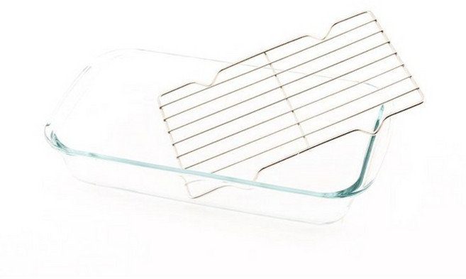 사각 내열유리 오븐용기 클리어 (스텐 트레이포함), 1개