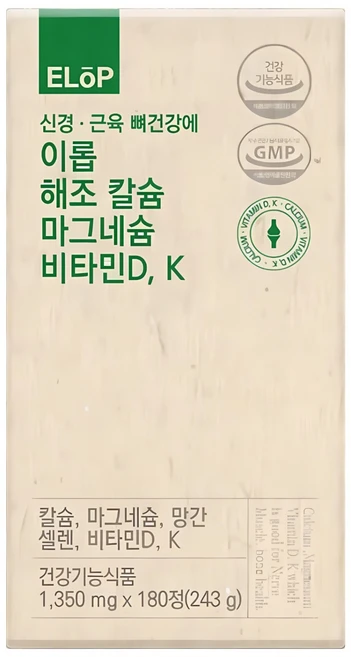 신경 근육 뼈건강에 이롭 해조 칼슘 마그네슘 비타민D K, 180정, 2개 - 쿠팡