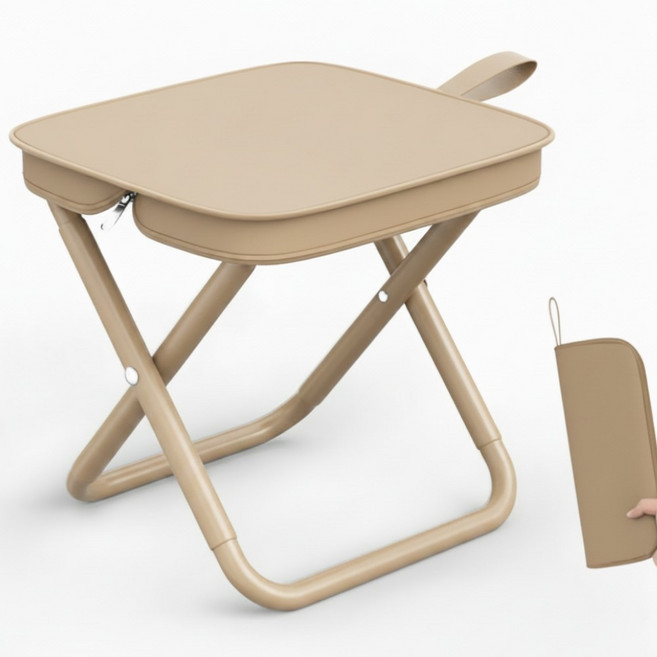 포베즈 주머니에쏙 초경량 접이식 파우치형 미니 컴팩트 의자 MAX 3.0 세트, 2개, 웜브라운