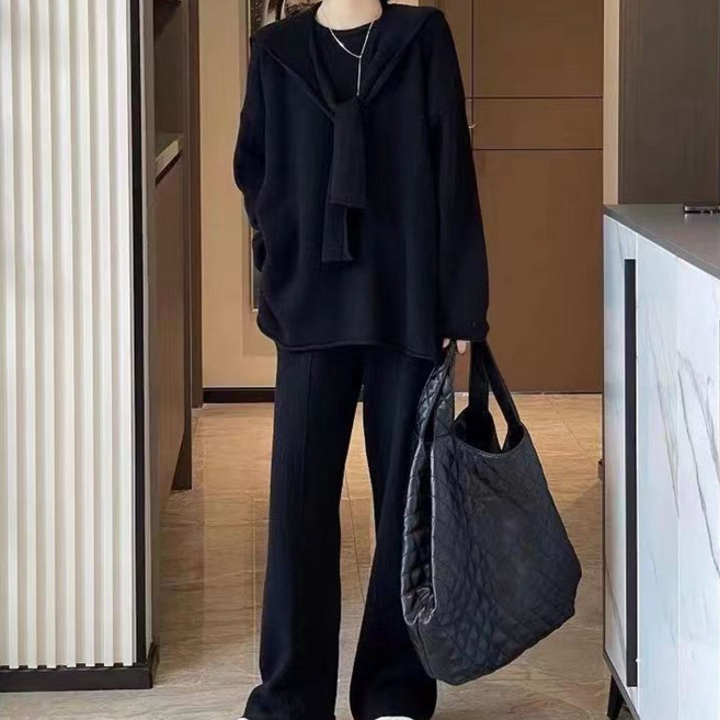 여성용 상하의세트 캐주얼 세트 니트 팬츠세트 니트와이드팬츠세트 오버핏 니트 바지