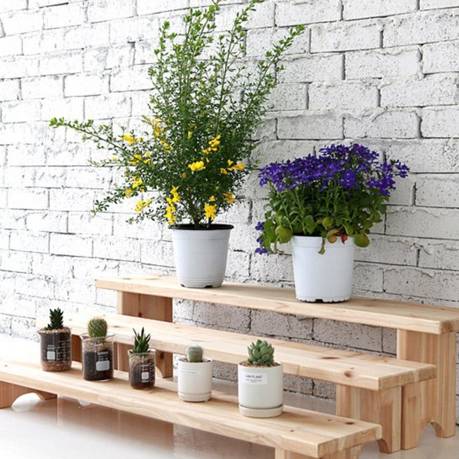 데코밸런스 화분받침대 원목 완제품 화분 진열대 정리대 선반 다이 24개 사이즈 (개별상품), 1단, 원목1000X200X170