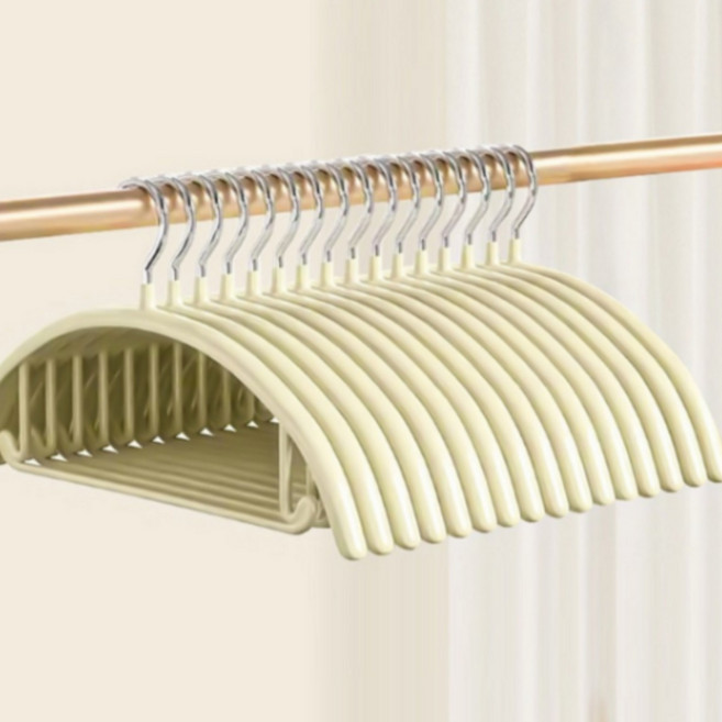 생활공감 PVC 어깨뿔 방지 논슬립 옷걸이, 베이지, 50개