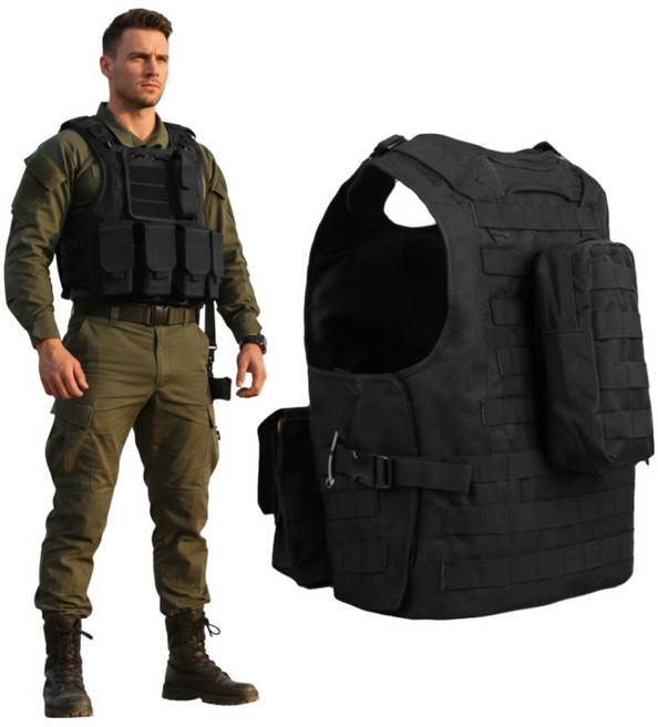 GSTUFF 택티컬 밀리터리 전술 조끼, 블랙, 1개