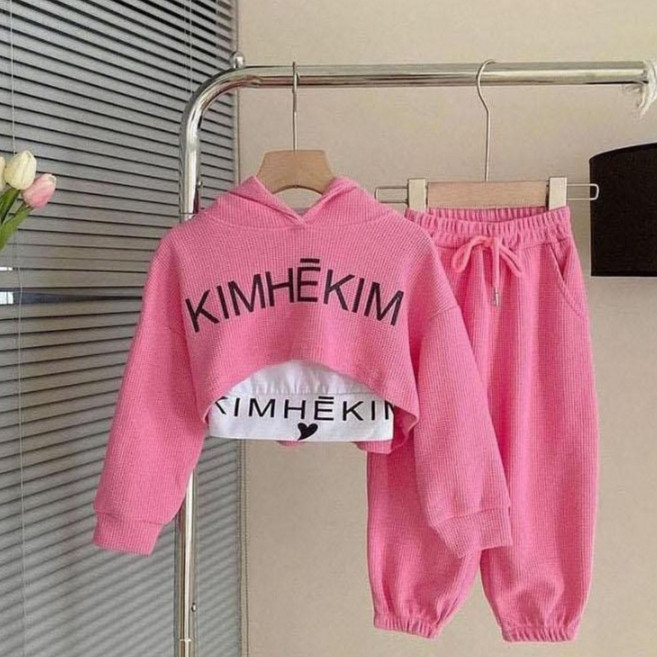 당일발송 주니유니 아동 아동 트렌디3종세트 아동봄가을상하복 여아크롭상하복세트 크롭세트 면상하복 봄가을옷 어린이집상하복