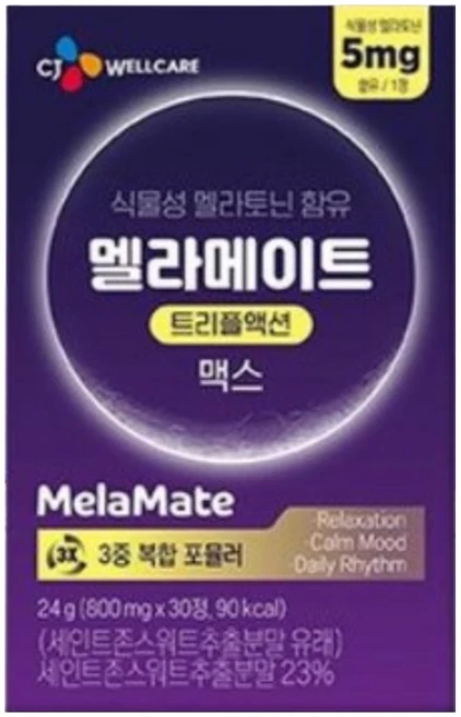 CJ 식물성 멜라토닌 함유 멜라메이트 트리플액션 맥스 5mg, 1개, 30정 - 쿠팡