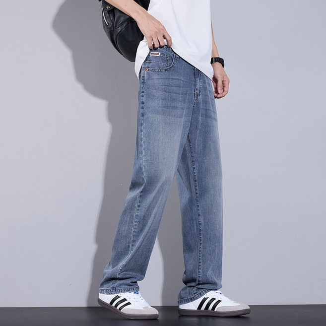 비비디아 남성 쿨 맥스 아이스 원단 빅사이즈 청 데님 바지 와이드 탠셀 청바지 (S~6XL) 5625