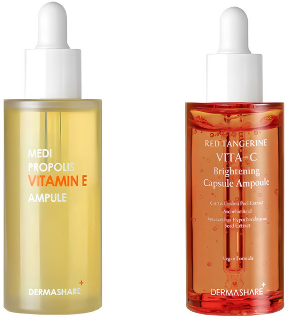 더마쉐어 메디 프로폴리스 비타민 E 앰플 50mL+비건 레드향 비타씨 브라이트닝 캡슐 앰플 50mL, 2개, 50ml