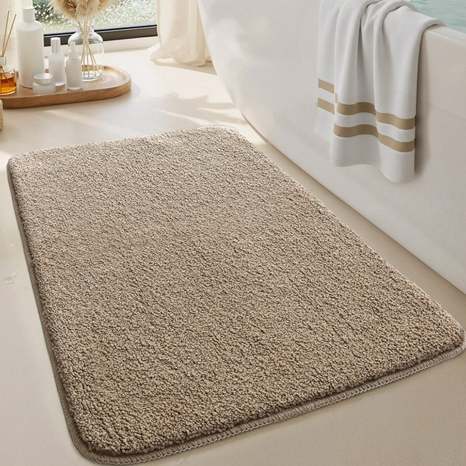 DEXI 부드러운 도톰 극세사 욕실 화장실 현관 미끄럼방지 논슬립 프리미엄 욕실 발매트 침대 귀여운, 브라운, 1개입