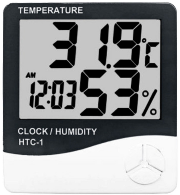 트리오즈 디지털 온습도계 HTC-1 날짜 시간 알람 기능, 블랙, 1개