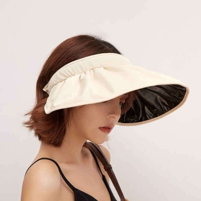돌돌이 와이드썬캡 기미 생길 기미 없는 와이드 폴딩 선캡 자외선차단 창넓은 돌돌이여성썬캡