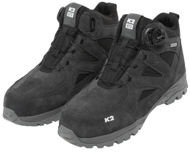 K2-67S 블랙 보아다이얼 안전화 건설 산업현장 발편한 경량 작업화 에어메쉬 통기성 쿠셔닝 착화감