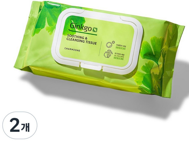 참존 징코 수딩 앤 클렌징 티슈, 70매입, 2개