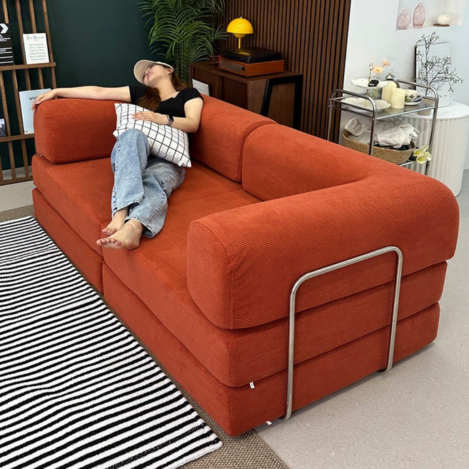 우아미가구 콜모 3인용 접이식 소파베드 패브릭소파, 아이보리