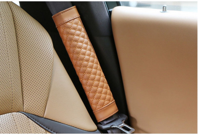 자동차 안전벨트 쿠션 커버, 8. 브라운 퀄팅 타입 2개 1Set, 1개