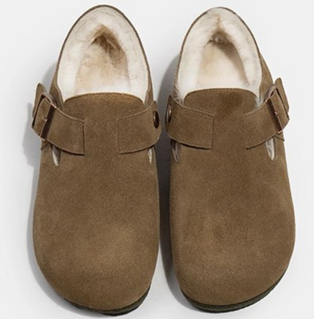 여성 겨울 캐주얼 방한 털 단화 심플 발편한 기모 버클 신발