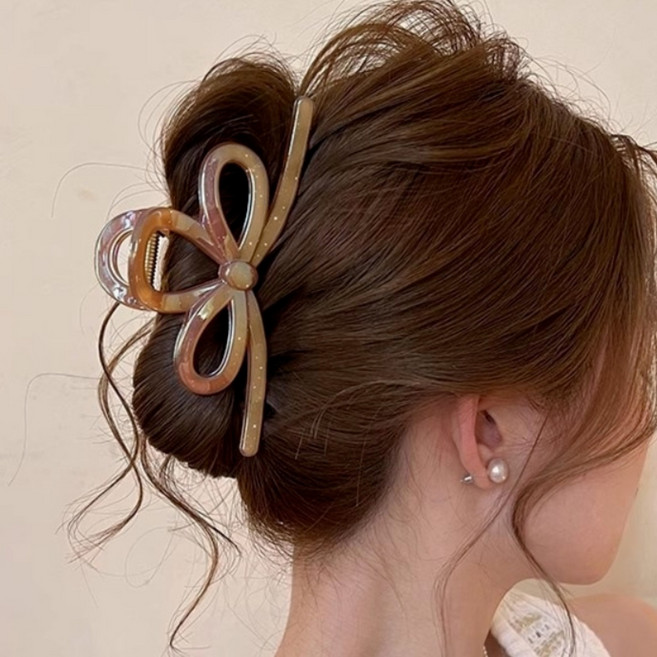 SUNSHINE 프리미엄 반짝반짝 대왕 리본 올림머리 헤어 집게핀 13cm