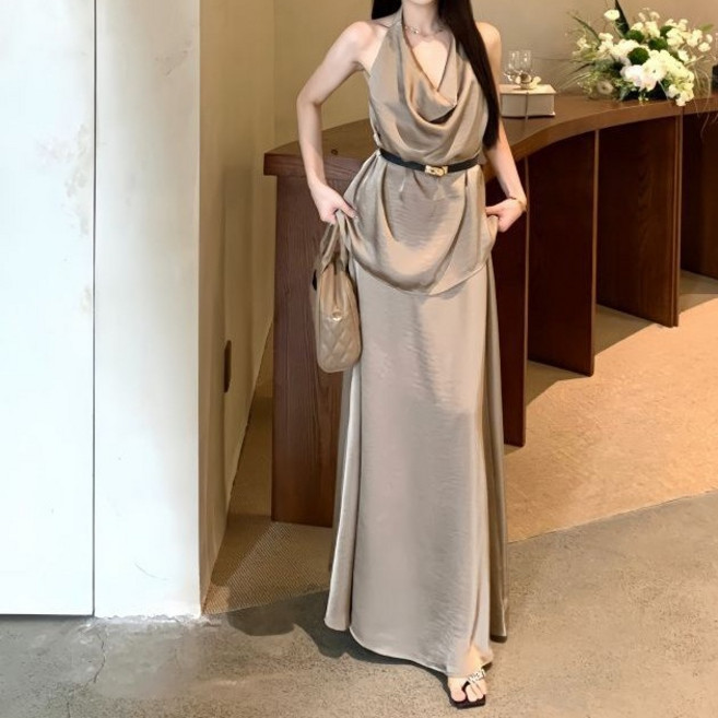 COSYEVNO 여성 패션 홀터넥 롱 드레스 여름용 CLXtz-03