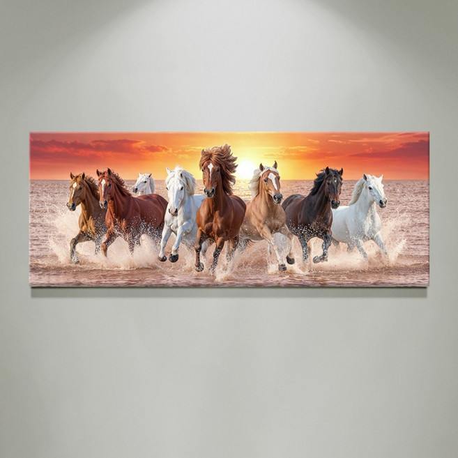 [인메이블] 2026 돈들어오는 병오년 붉은말 14종 말그림 금마래복 새해 신년 그림 풍수 인테리어 캔버스 액자 합격 승진 출 선물 현관 복도 벽 대형, 01.찬란한 시작 팔마도