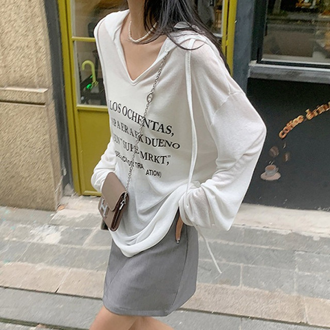 드마엘 여성 키르 썸머레터링 후드 니트(3color)긴팔티 +델로나