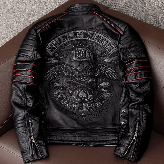라이더 자켓 가죽 남성 빅사이즈 점퍼 재킷 인디언 할리 바이크 오토바이 라이딩 봄 가을, 할리/스컬가죽자켓/블랙(단일상품)