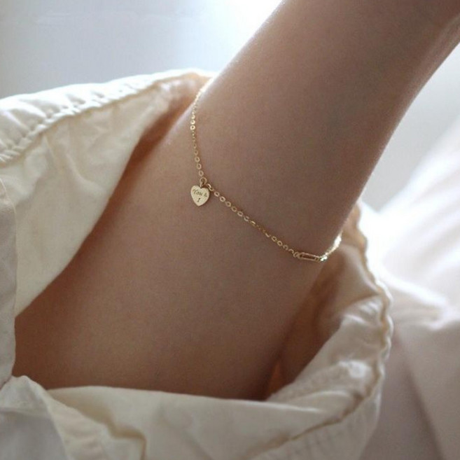 리치블랑 S925 순은 14K 도금 하트 팬턴트 팔찌 RJ7