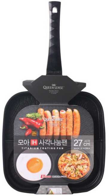 퀸센스 모아 3구 인덕션IH 사각 나눔계란팬, 1개