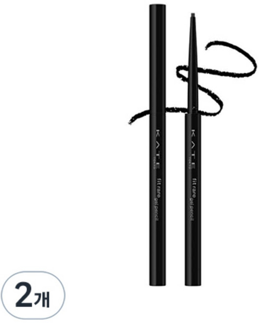 케이트 핏 레어 젤 펜슬 0.08g, BK-1 블랙, 2개