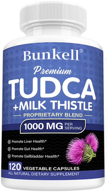 TUDCA + 밀크씨슬 보충제 - 담즙염 간 지원 담낭 건강 장 건강 간 청정 디톡스 및 리페어 포뮬라, 1개, 120정