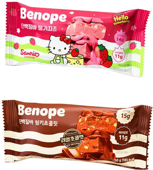 베노프 단백질바 딸기치즈 + 청키초콜릿 혼합구성, 20개, 50g