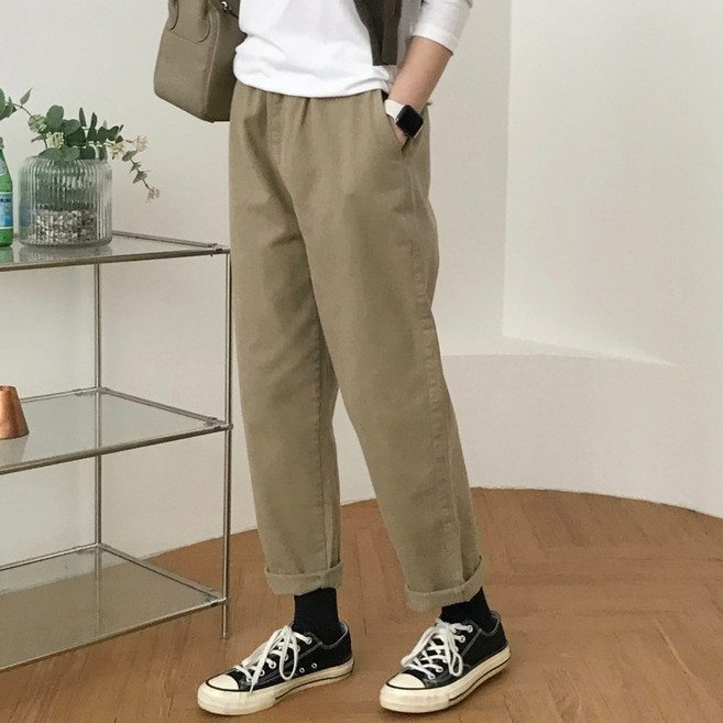 럭키제이 귀엽 뒷포켓 기모 배기 바지 따뜻한 팬츠 여성용