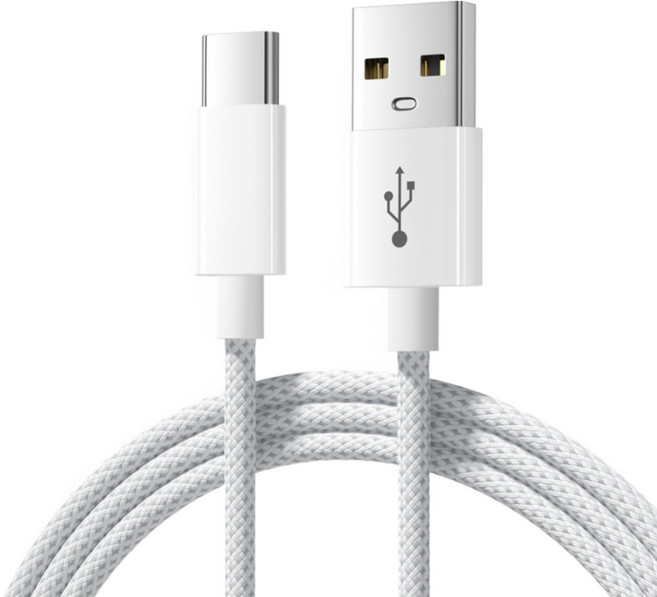USB C 타입 패브릭 충전케이블, 1개, 화이트, 1m