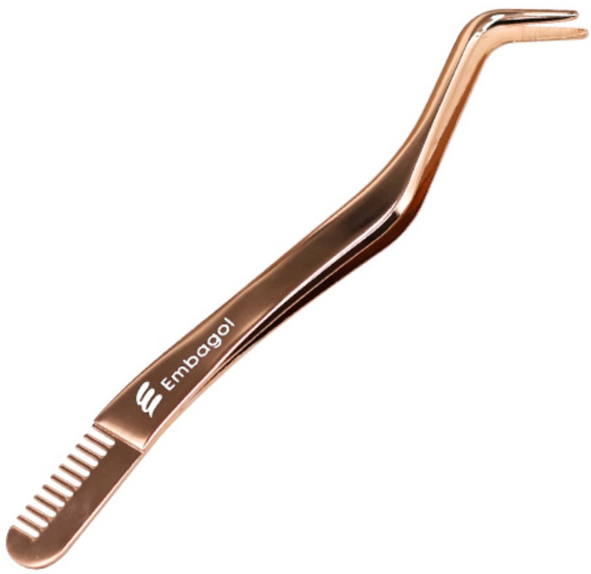 고급 속눈썹 핀셋 트위저 눈썹빗 일체형, 1개, 로즈골드